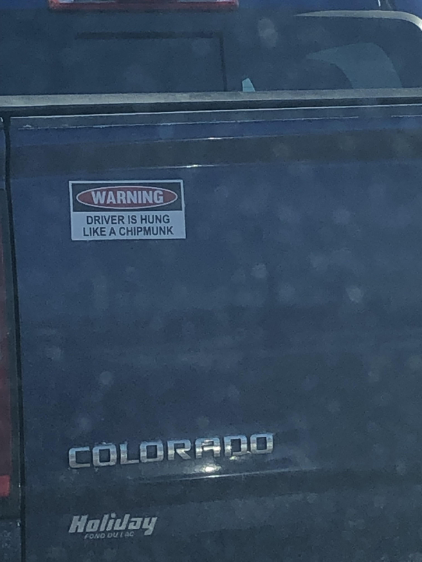 This self aware bumper sticker on the truck in front of me