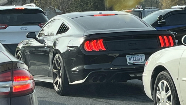 This self aware Mustang driver I caught this morning in my sons drop off line