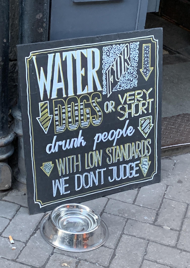 This sidewalk sign outside a pub in Edinburgh Scotland