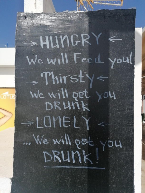 This sign at a bar 