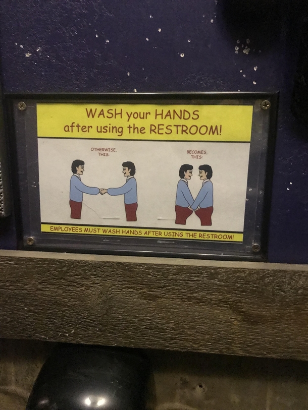 This sign in a bathroom