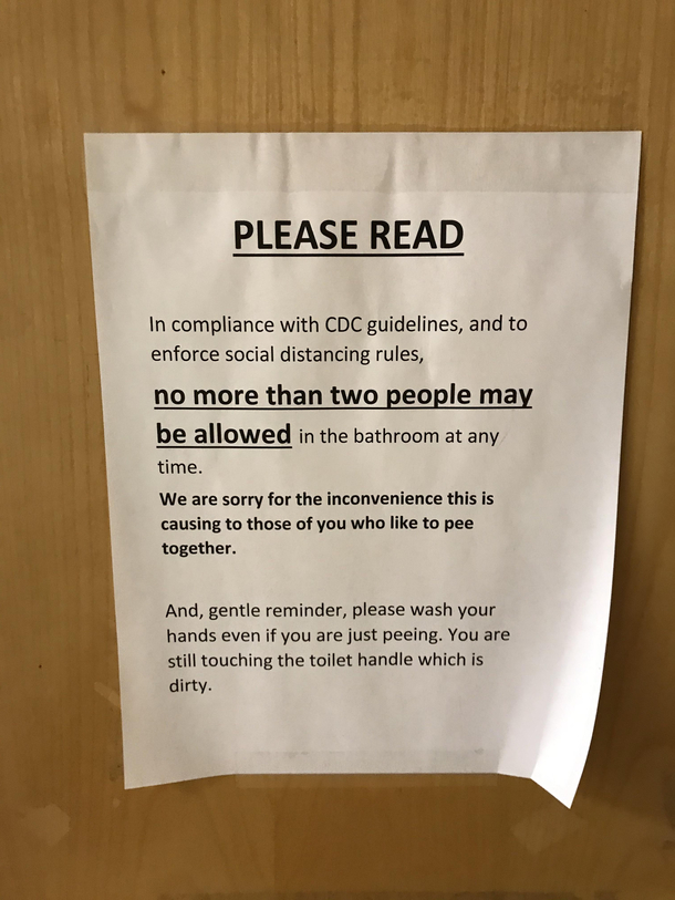 This single-person bathroom now has a CDC social distancing limit of  people