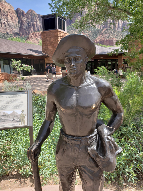This statue in Zions National Park with shiny nipples from many years of people touching them