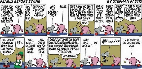 This Sundays Pearls Before Swine strip was effectively a modern Whos On First
