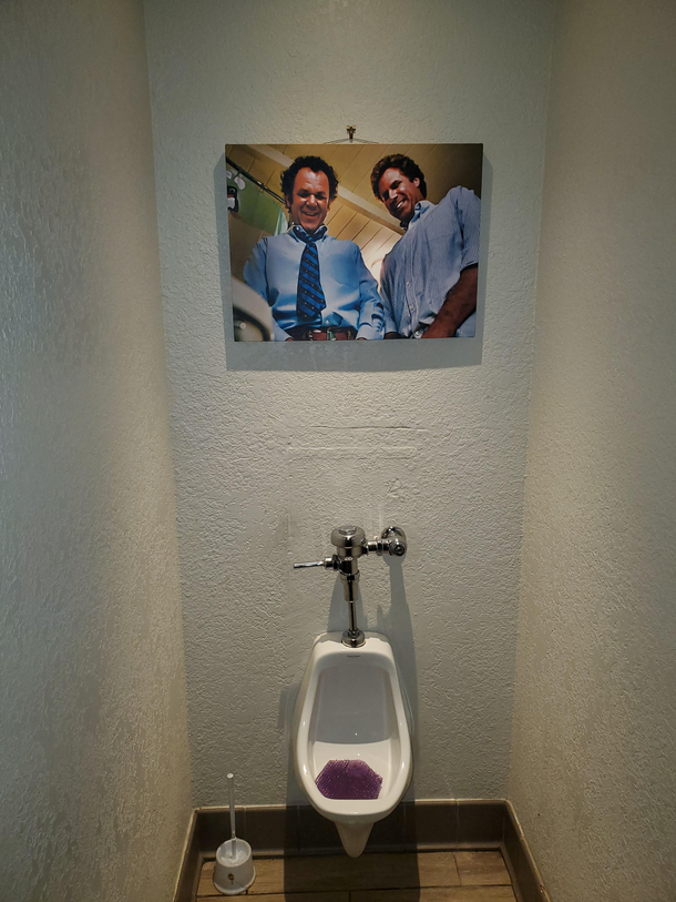 This wall art in a breweries bathroom