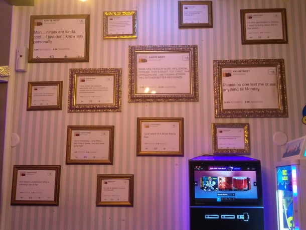 This wall of Kanye tweets at a local bar