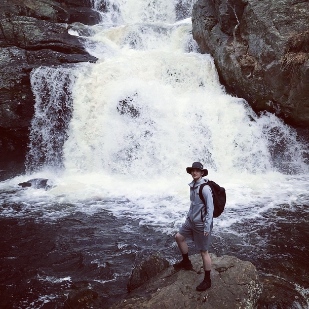 This was a bone dry canyon until some college girls at the top noticed me