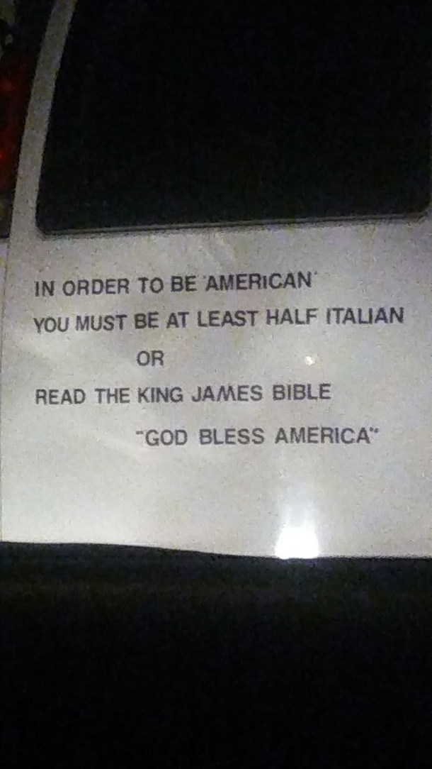 This was on the back of a van parked by my apartment