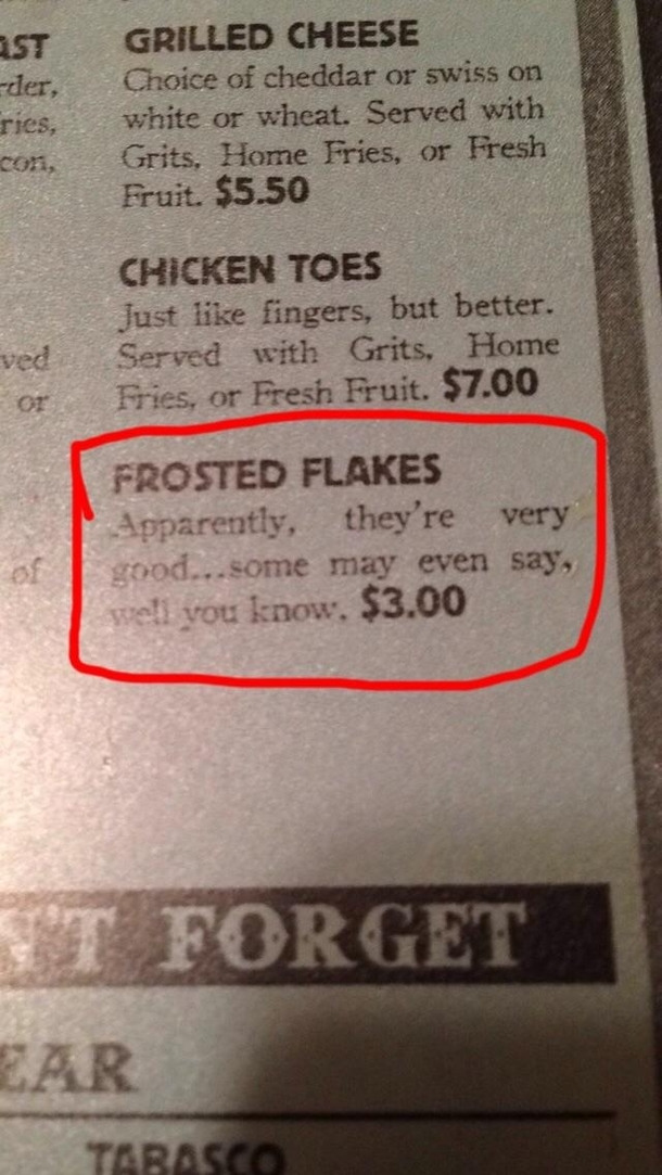 this was on the menu of a breakfast place I ate at - Meme Guy