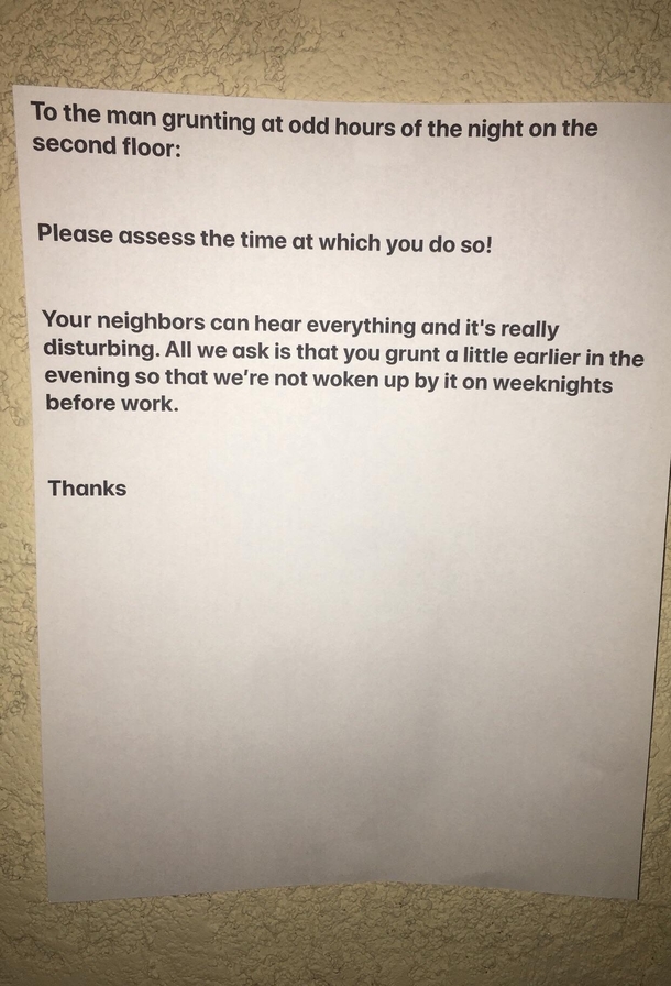 This was posted by the front door to my apartment building