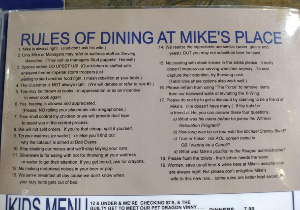 This was written on the menu of a local restaurant I went to