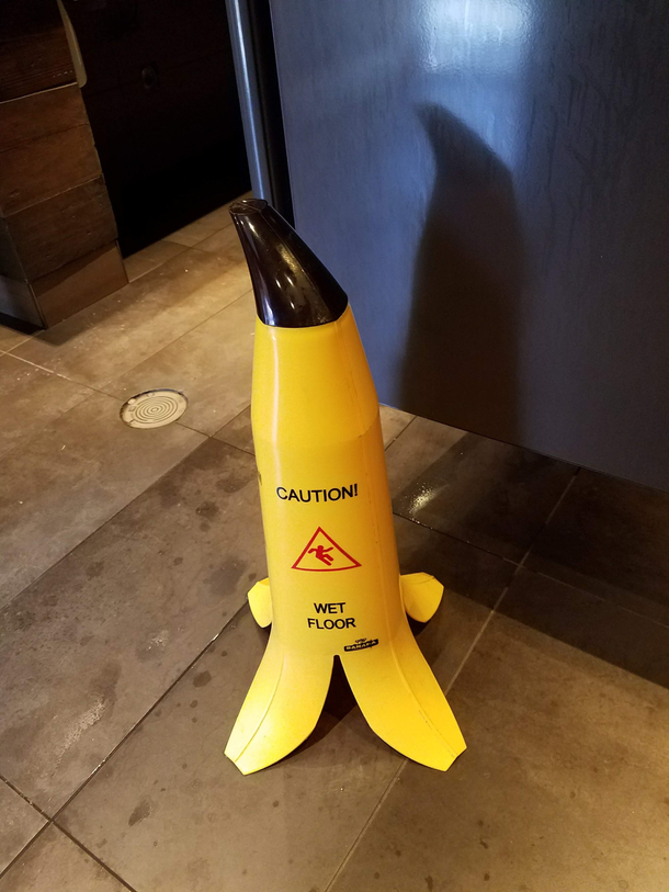 This wet floor sign at a park in Vancouver