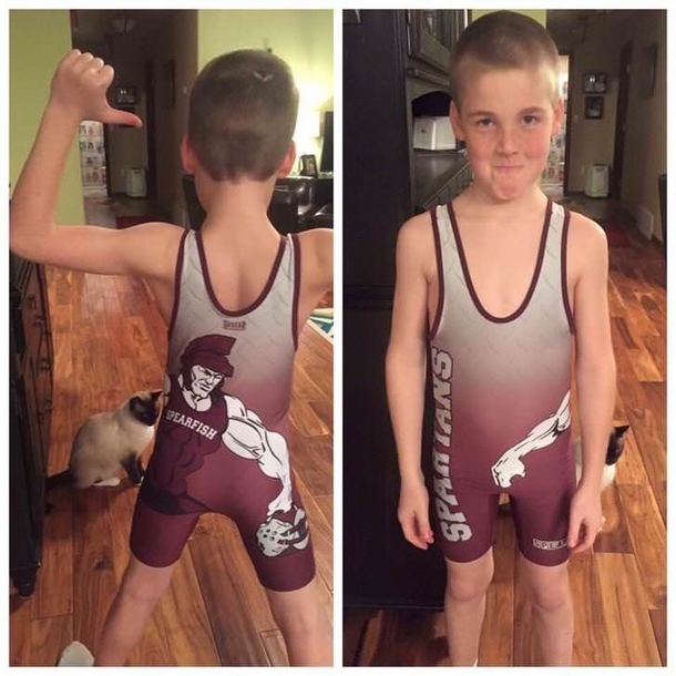 This wrestling singlet is a little too handsy