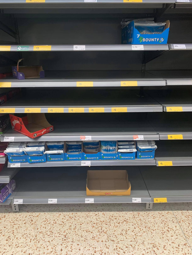 throwback to the first UK lockdown in  despite the shelves being wiped clean no body wanted to touch a bounty