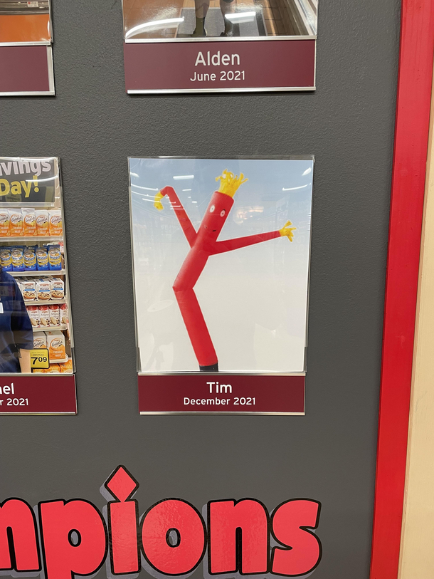Tim getting the recognition he deserves at work Employee of the month