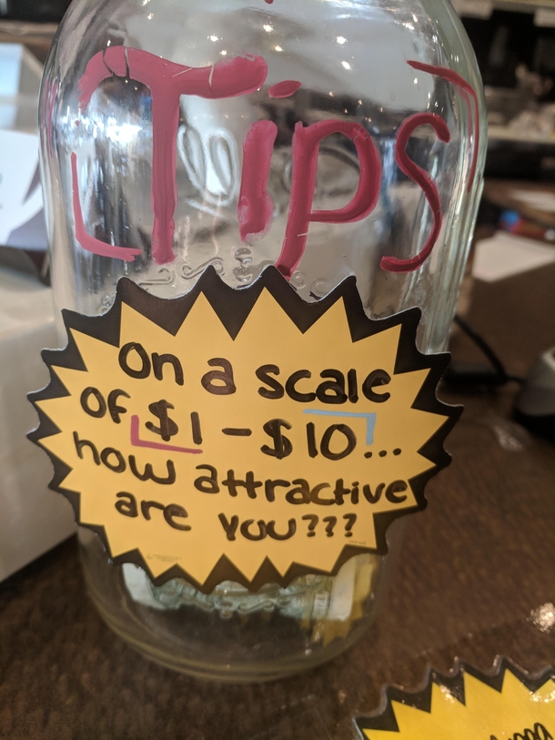 Tip jar at a local coffee shop