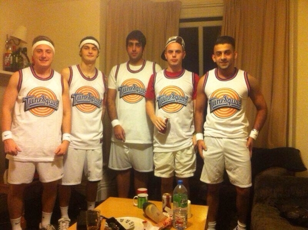To the guy with the goodwill purchase I present to you our Halloween attire Le Pew Roadrunner F Leghorn Murray and Taz
