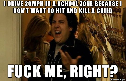 To the kind gentleman tailgating me in a school zone today