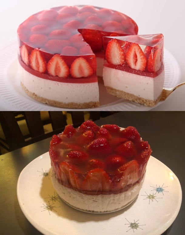 Today I attempted the strawberry cheesecake thing posted here last week