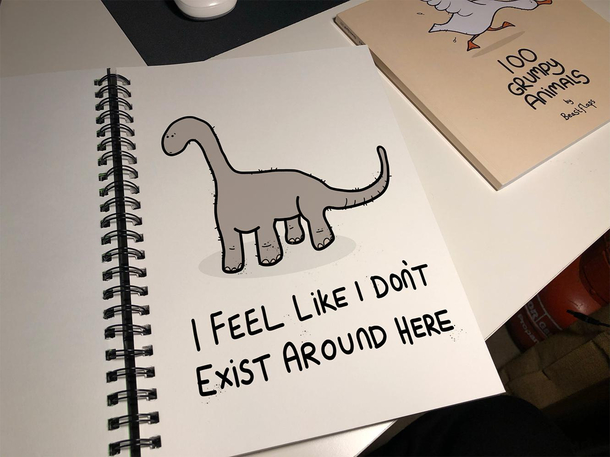 today I drew a grumpy dinosaur