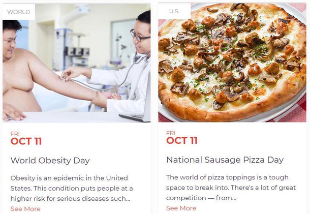 Today is World Obesity Day but also National Sausage Pizza Day in the US