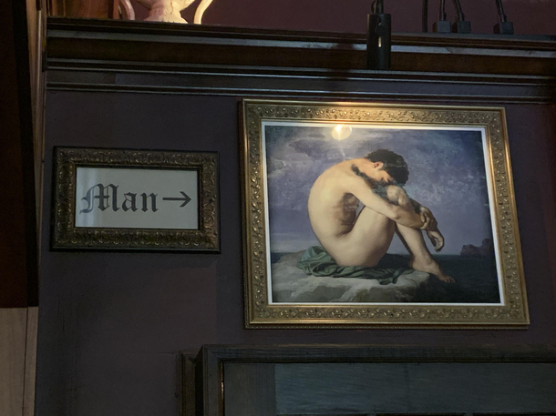 Today was the day I realized this guy above the bathroom at the restaurant I work at is not named Alan