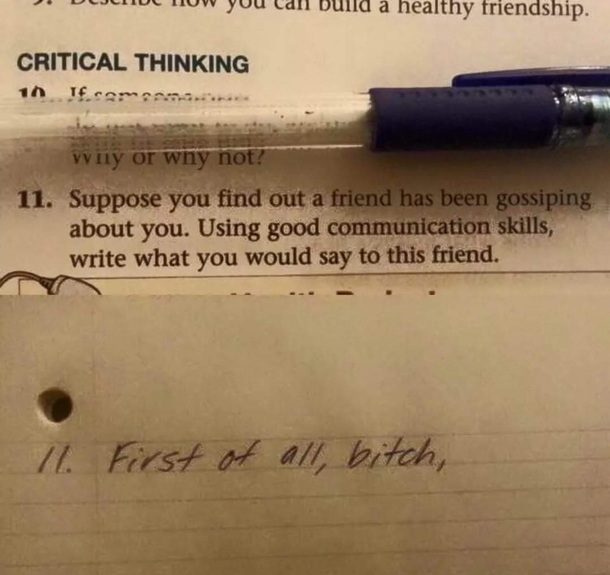 Todays critical thinking question escalated quickly