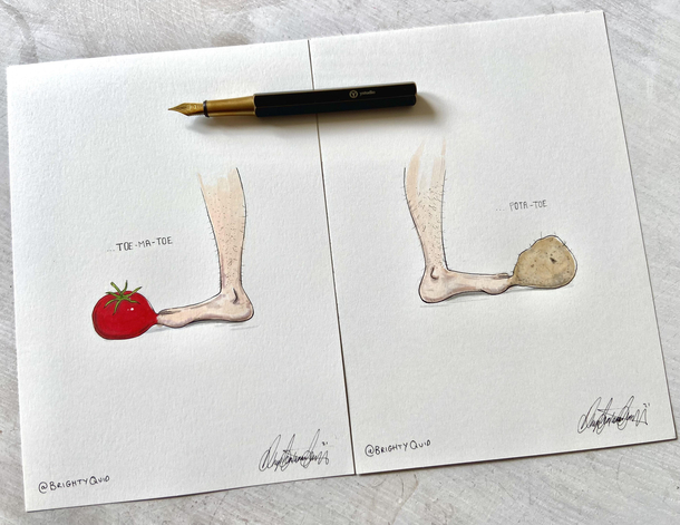 Toe-ma-Toe amp Pota-Toe - Ink Drawings