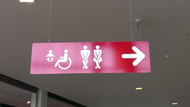 Toilets sign in a Swedish mall