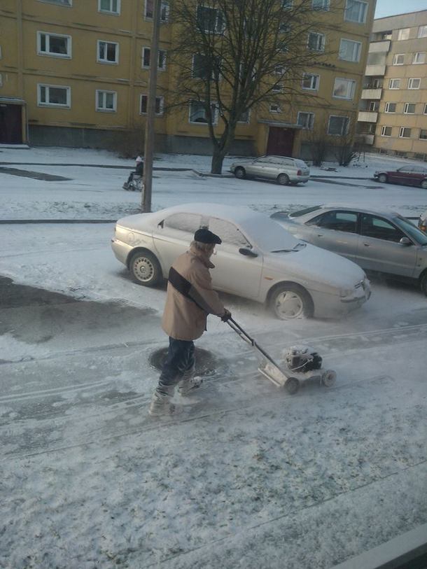 Too much snow must bring out the lawnmower