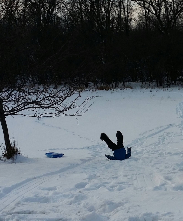 Took my boys sledding My youngest isnt very good at it