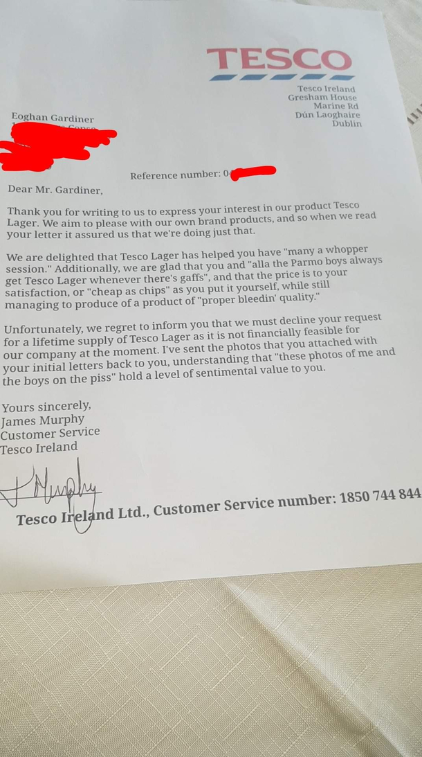 Top quality response from a supermarket chain