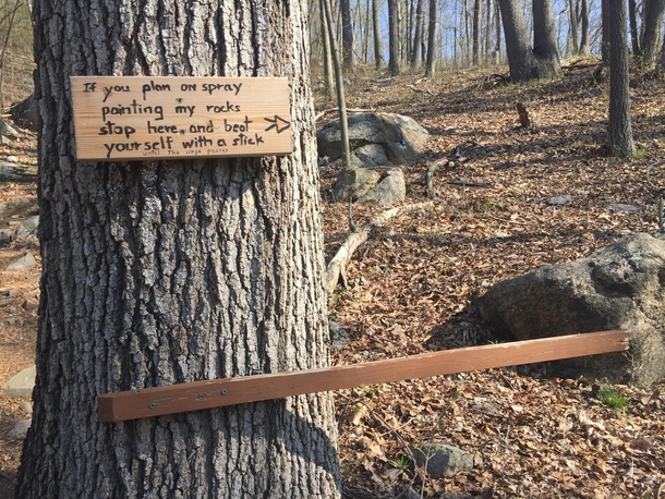 Trail sign in a state park near Bear Mountain NY 