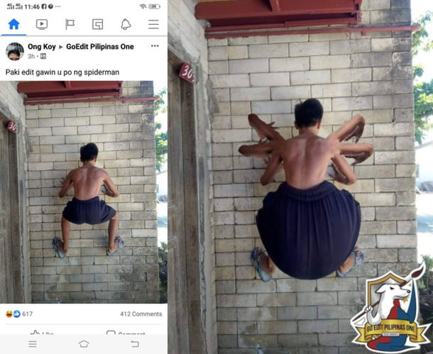 Translation please edit and turn me into Spider-Man