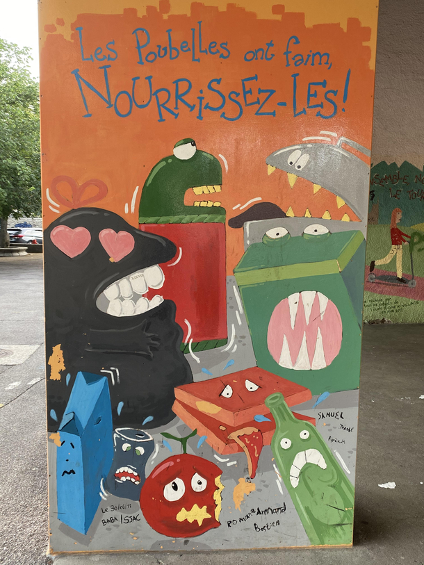 Trash bins are hungry feed them found in Switzerland