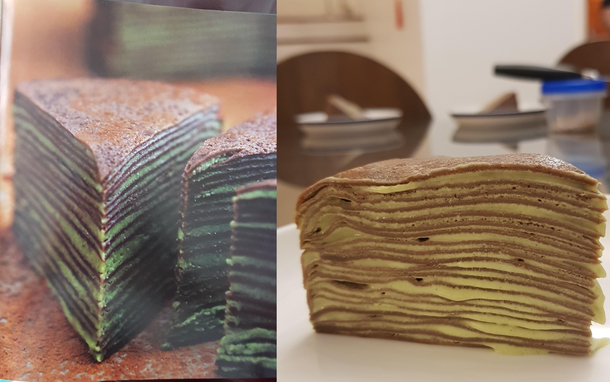 Tried making Green Tea Mille Crepe Cake