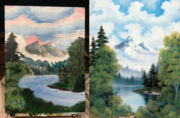 Tried my hand at a Bob Ross painting I think it turned out pretty good 