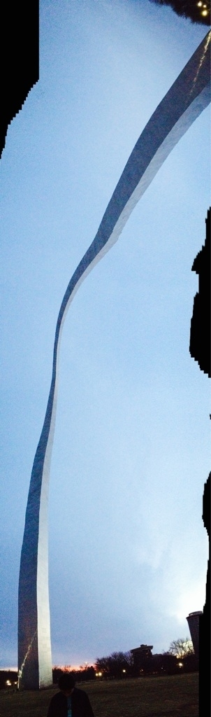 Tried my hand at a panorama shot of the St Louis arch Im a master of photography