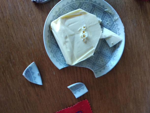 Tried to cut frozen butter