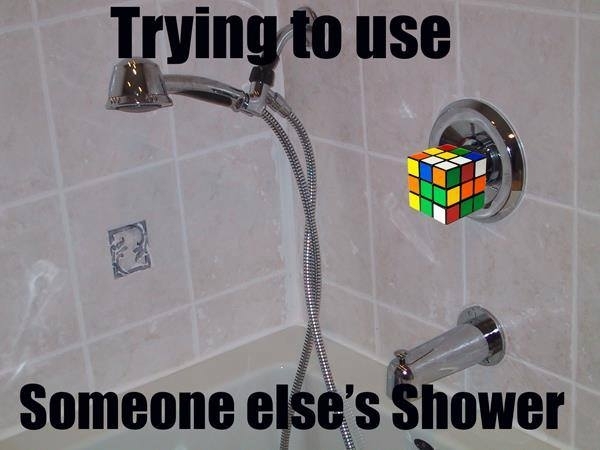 Trying to use someone elses shower
