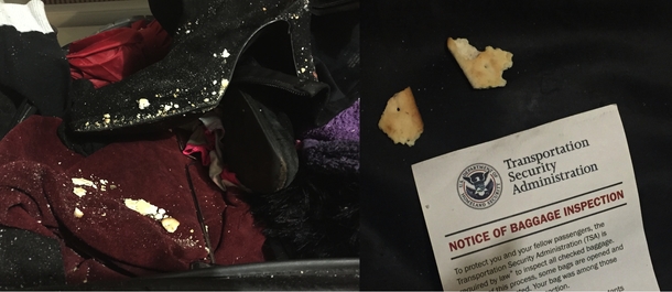 TSA agents enjoyed some saltines while inspecting my bag