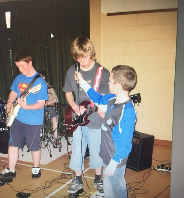 Turn back to me playing a gig in  didnt have a microphone stand so had to ask my band mates brother to hold the mic for the whole set