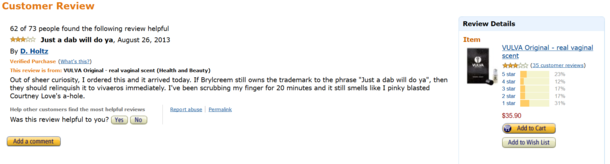 Turns out they have a vagina scented perfume This amazon review is hilarious