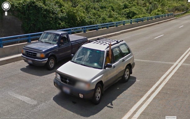 Two years ago I flipped off the Google earth camera car Today I found myself