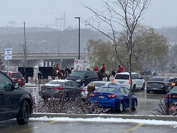 Typical small Canadian town drive thru look at all the horses 