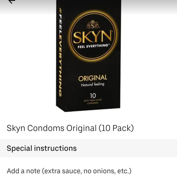 Uber eats sells condoms now extra sauce no onions etc