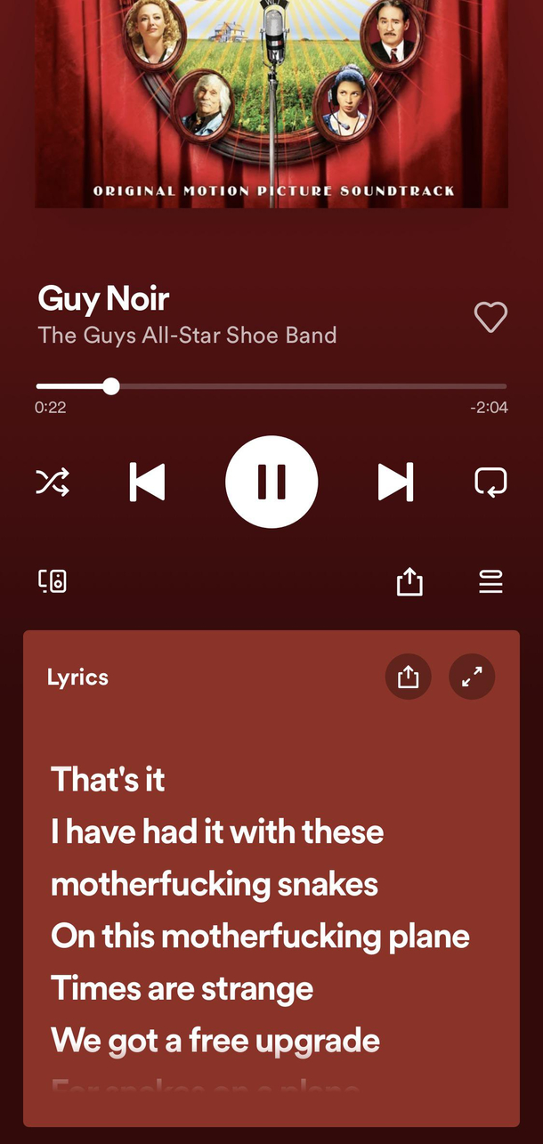 Uh I dont think those are the lyrics Gut Noir theme from a Prairie Home Companion