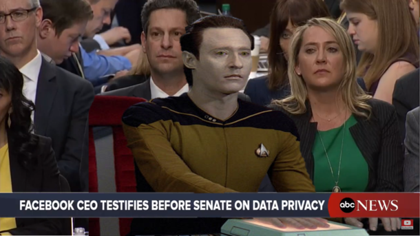 Under heavy fire from Congress today Data claims he was never mishandled by Facebook