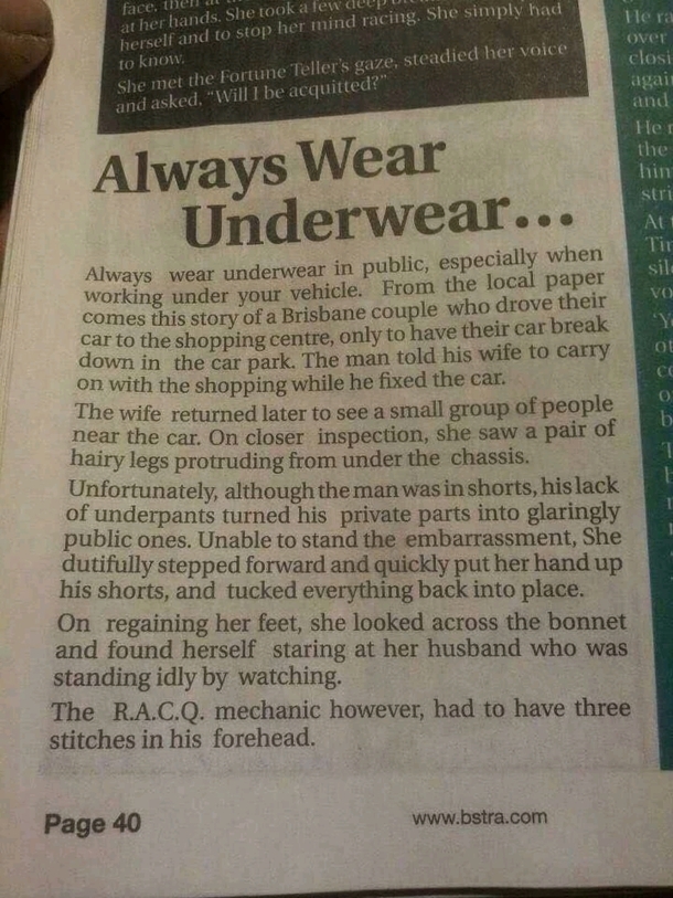 Underwear saves lives takes lives