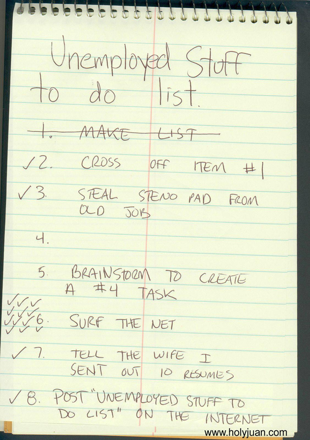 Unemployed stuff to do list